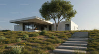 Modern Minimalist House with Lush Green Landscape