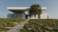 Modern Minimalist House with Scenic Garden Pathway