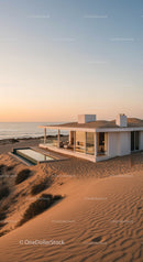 Luxury Beachfront Home at Sunset with Dune Views