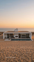 Modern Beachfront Villa at Sunset with Ocean View