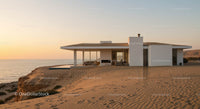 Modern Beachfront House at Sunset in Desert Landscape