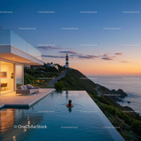Luxury Infinity Pool Overlooking Ocean Sunset