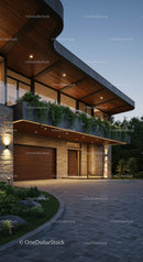 Modern Luxury Home with Elegant Evening Illumination
