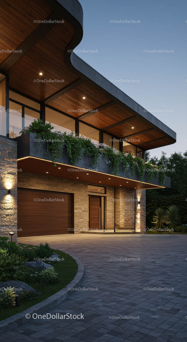 Modern Luxury Home with Elegant Evening Illumination