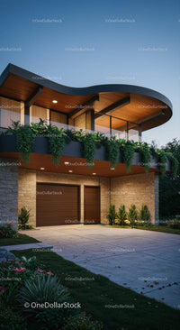Luxury Modern Home with Elegant Curved Roof Design