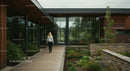 Contemporary Glass Facade with Lush Greenery
