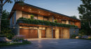 Modern Luxury House with Wooden Facade in Evening Light
