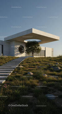 Modern Minimalist House with Green Landscape