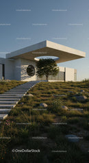 Modern Minimalist Home with Tree in Natural Setting