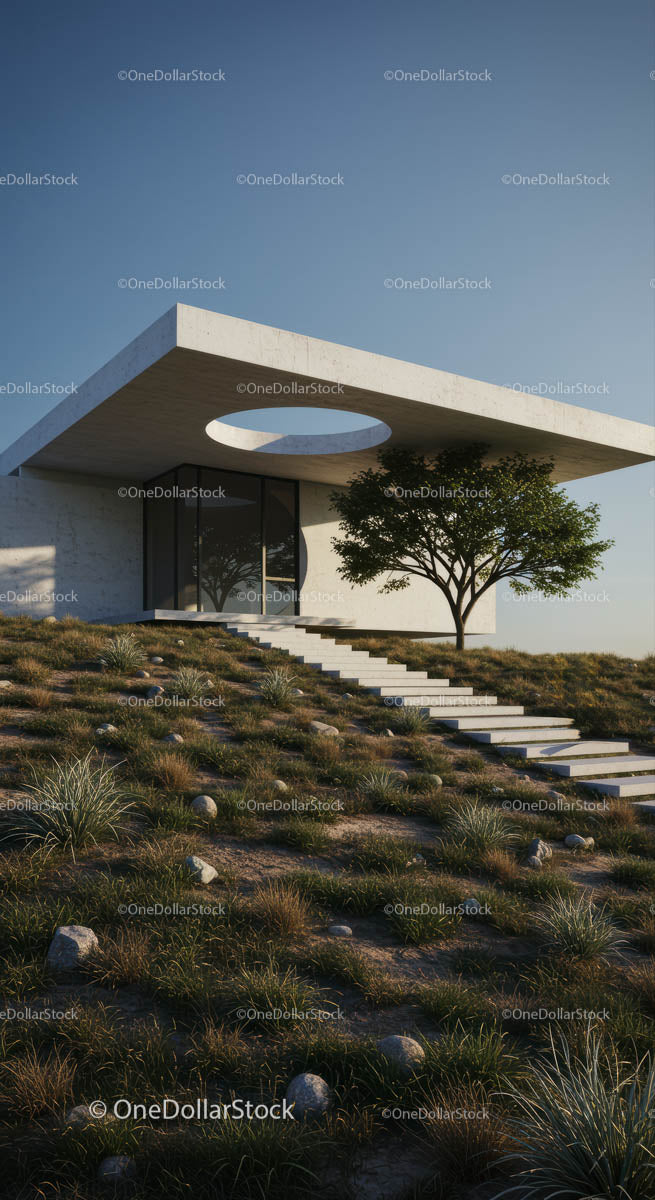 Modern Minimalist House with Green Landscape