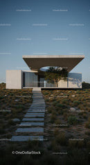 Modern Minimalist Home with Tree in Natural Setting