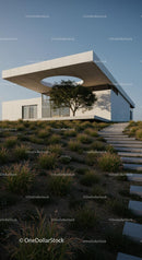 Modern Minimalist Home with Tree in Natural Setting