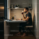 Man Working Remotely in Stylish Home Office Setting