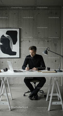 Focused Professional Writing in a Modern Minimalist Office