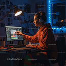 Young Graphic Designer Working Late at Modern Studio