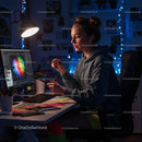 Young Digital Artist at Work in a Creative Home Studio