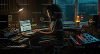 Woman Producing Music in a Cozy Home Studio