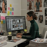 Fashion Designer Editing Photos in Modern Creative Office