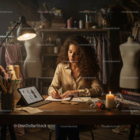 Fashion Designer Sketching in a Cozy Studio
