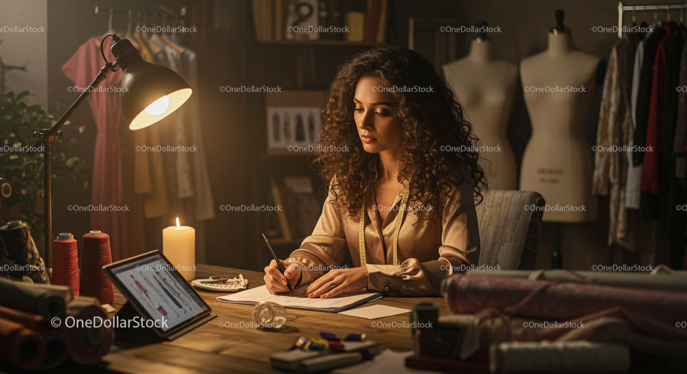 Projektantka Mody Tworząca Wzory w Przytulnym Studio