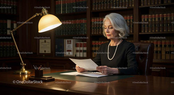 Professional Attorney Reviewing Documents in Classic Law Office