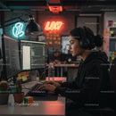Focused Female Programmer Working on Code in Modern Office