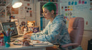 Young Digital Artist at Workstation in Creative Home Office