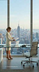 Businesswoman in Modern Office with Stunning City View