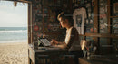 Tattoo Artist Drawing in Beachfront Studio