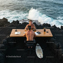 Remote Outdoor Office by the Ocean on a Black Sand Beach