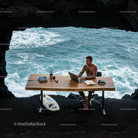 Remote Work with Ocean View from Beach Cave Office