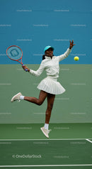 Dynamic Female Tennis Player in Action on Court