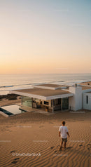 Modern Beach House Overlooking Ocean at Sunset