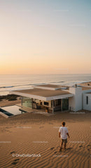 Modern Beachfront House at Sunset with Ocean View