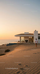 Modern Desert Home Overlooking the Ocean at Sunset