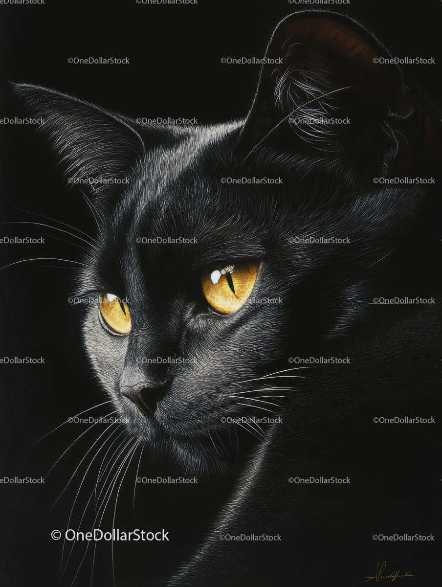 Majestic Black Cat with Striking Yellow Eyes