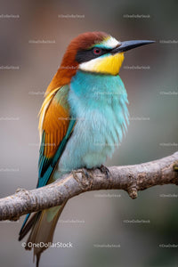 Vibrant European Bee-Eater Perched on a Branch