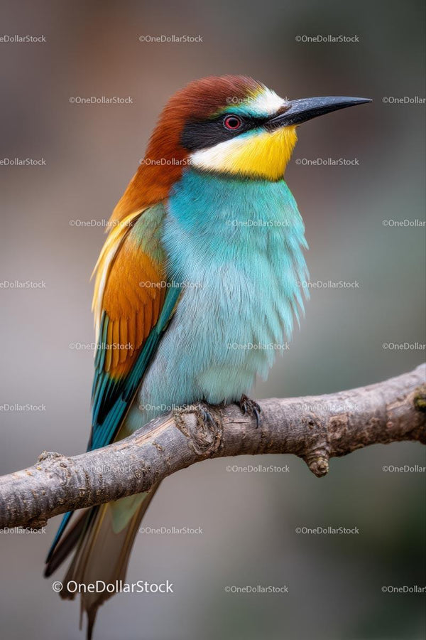 Vibrant European Bee-Eater Perched on a Branch