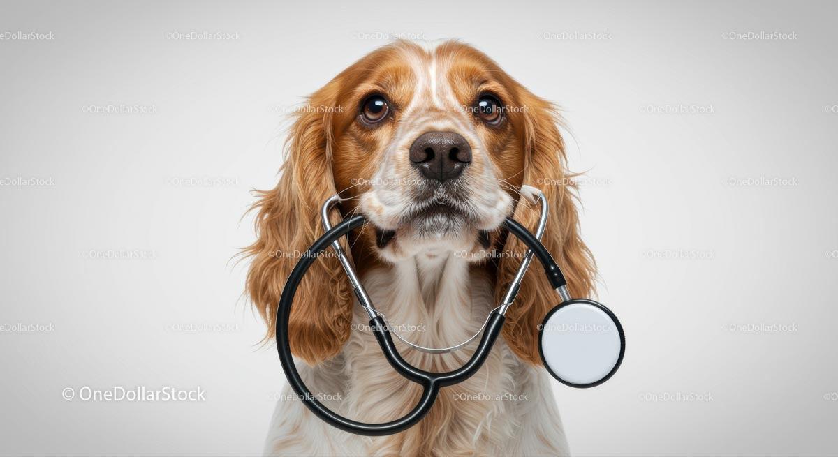 Cavalier King Charles Spaniel with Stethoscope