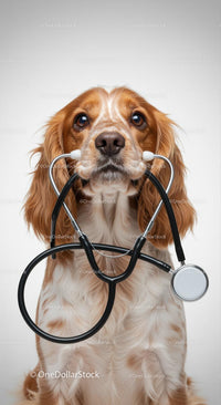 Cute Cocker Spaniel Puppy with Stethoscope