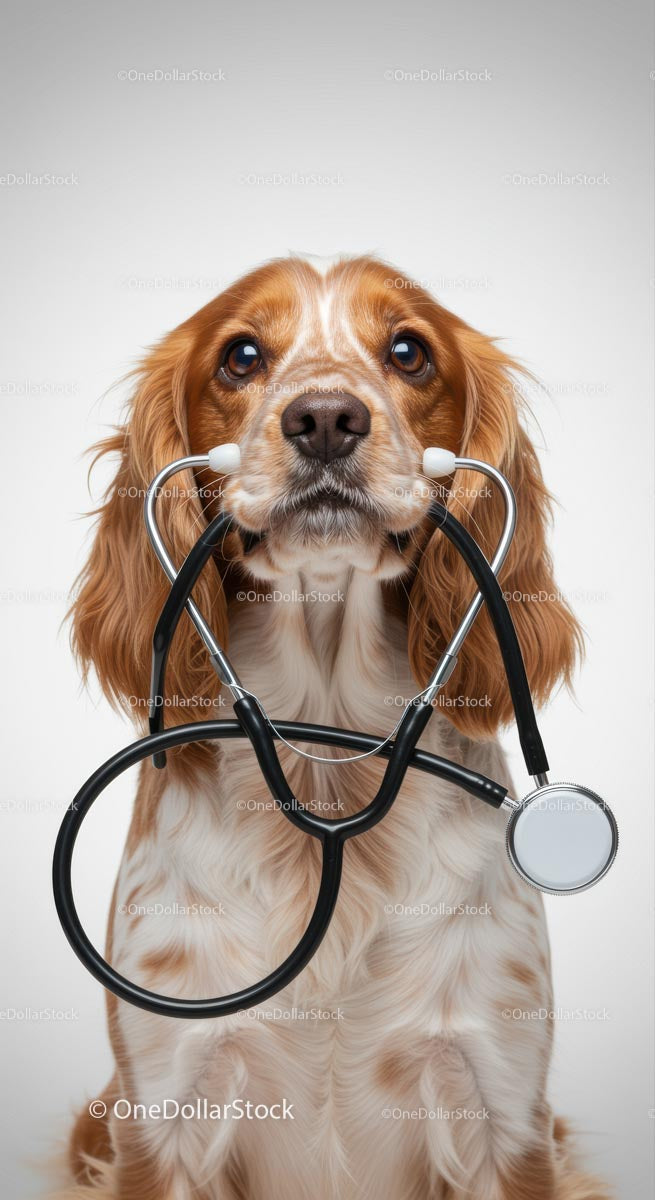 Cute Cocker Spaniel Puppy with Stethoscope