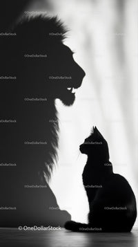 Silhouette of a Cat with Lion's Shadow