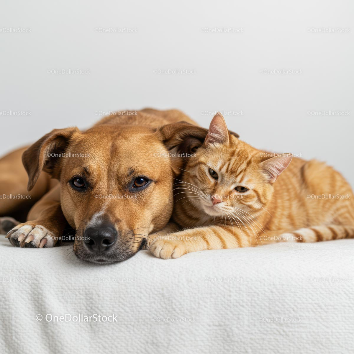 Adorable Dog and Cat Relaxing Together in Cozy Setting