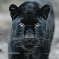 Majestic Black Panther with Intense Gaze in the Wild