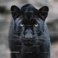 Black Panther with Intense Gaze in Close-Up Portrait