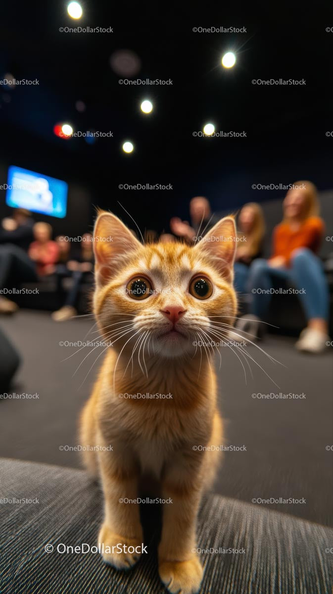 Curious Ginger Kitten in a Cozy Indoor Setting