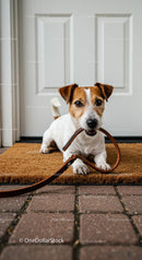 Jack Russell Terrier Ready for a Walk at Home Entrance
