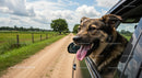 Joyful Dog Enjoying a Country Road Trip