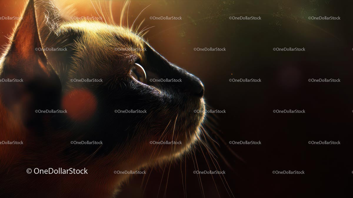 Cat Silhouette with Sunlit Whiskers in Warm Glow