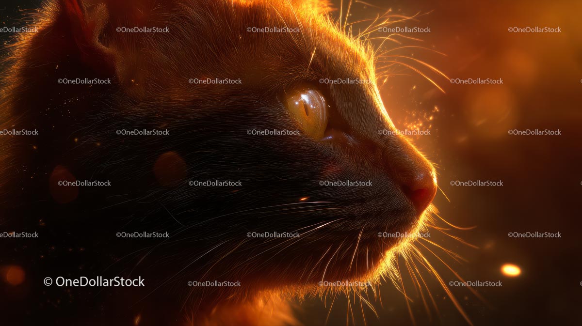Enchanting Feline Profile in Warm Sunset Glow